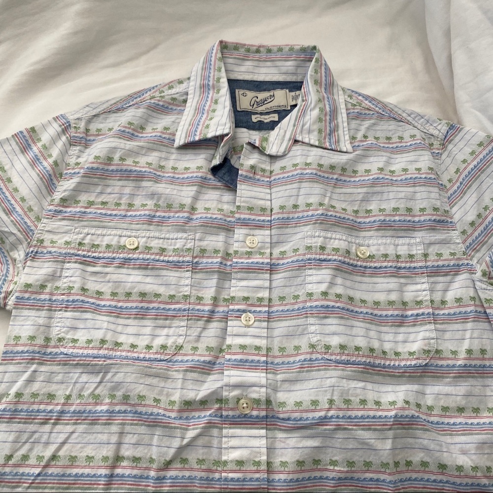 Grayers Palm Tree Pattern Short Sleeve Button Down - image 3